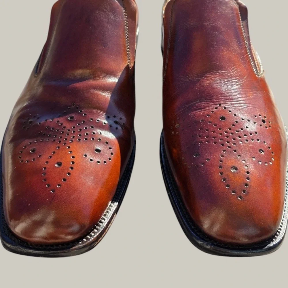 Johnston & Murphy‎ Handcrafted in Italy Mens 10M Brown Medallion Toe Loafers